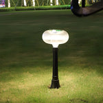 Modern Solar Lawn Light Metal Cylinder OvalShade LED Outdoor Bollard Light