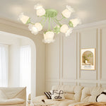 10 White Flowers 3 Step Dimming Creative Modern Ceiling Light Fixture