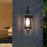 1-Light Black Clear Water Glass Outdoor Wall Light Lantern Wall Sconce Porch Wall Mounted Lights Exterior Wall Lamp