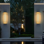 Retro Vertical Stripe Grid LED Waterproof Brown Outdoor Wall Lamp