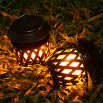 Portable USB Rechargeable LED Flickering Flame Solar Outdoor Lanterns