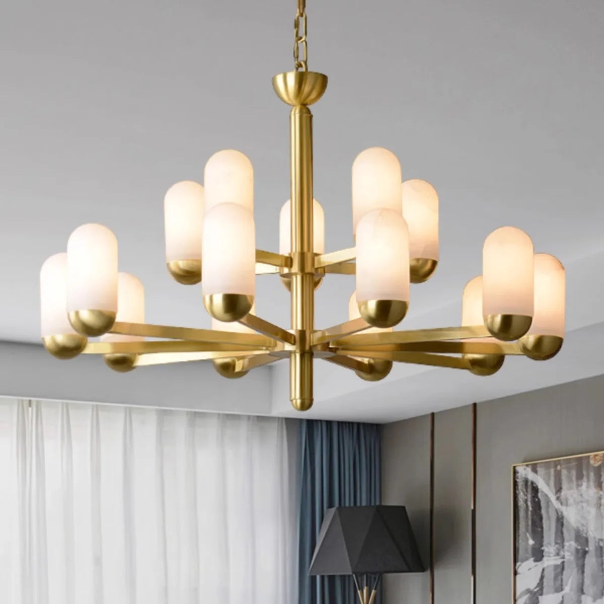 Moonshade Natural Marble Multi Light Chandelier