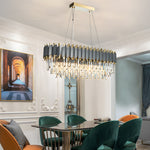 6/8-Light Crystal Layered Chandelier Dimmable Dining Room Pendant Lighting