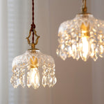 Retro Glass Crystal LED Gold Modern Pendant Lights Hanging Ceiling Lamp