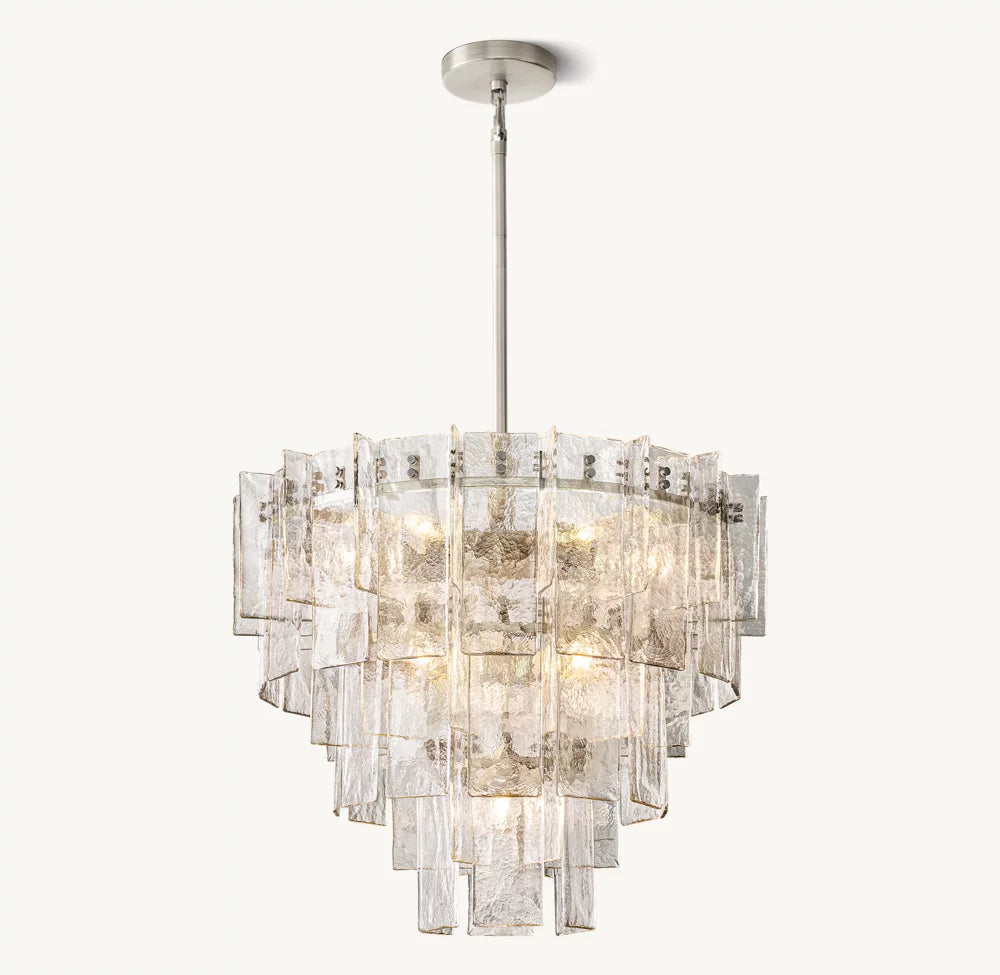 Lattice Clear Glass Tiered Round Chandelier 36"