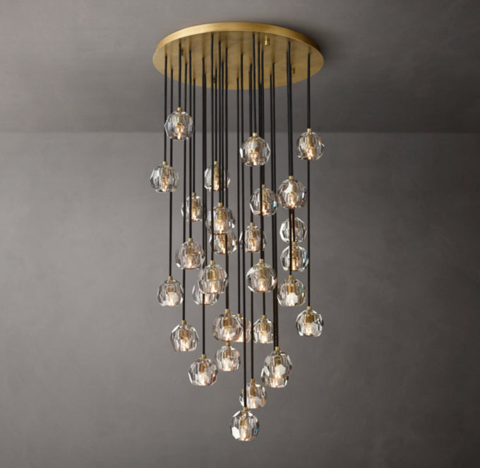 Boule De Cristal Clear Glass Round Cluster Chandelier 30"