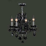Four-Light Chrome Finish with Black Crystal Chandelier