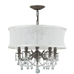 Five-Light Chandelier with Hand Polished Crystal and Smooth Antique White Shade