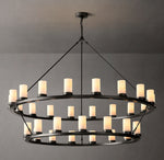 Ondra Round 2-Tier Milk Glass Chandelier 60"