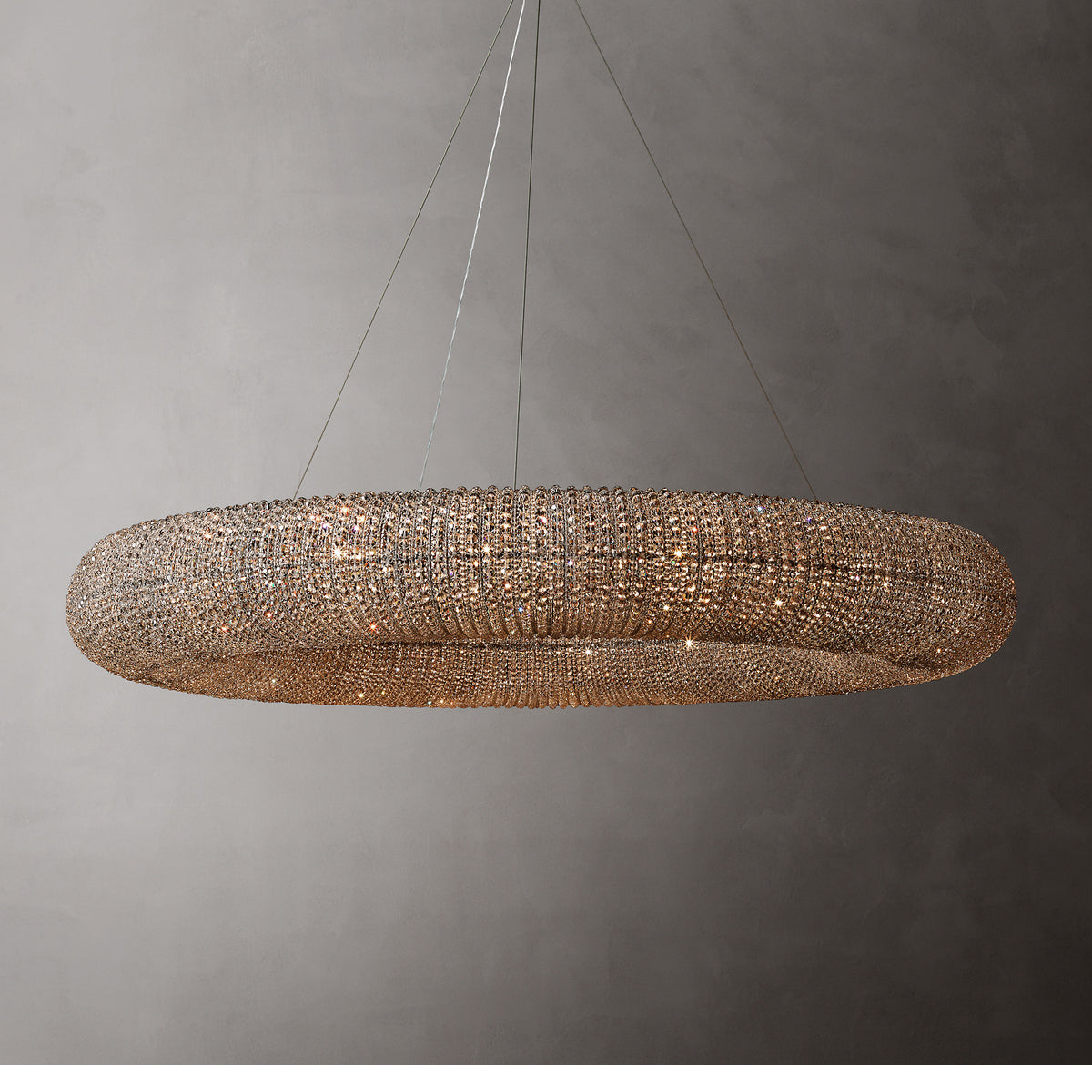 Crystal Halo Smoke Round LED Chandelier 59"