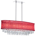 Eight Light Crystal Oval Pendant with Oval Red Organza Shade