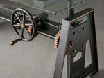 Industrial Crank Desk with Glass Top
