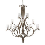 Fixture Company Harrison Mottled Brown Sixteen-Light Chandelier with Clear Seeded Glass