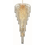 Falls Gold Eleven-Light 25-Inch Chandelier with Royal Cut Clear Crystal