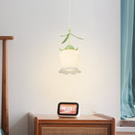 Bell Orchid Flowers Three Step Dimming Green Modern Pendant Lights Fixture