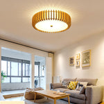 Creative Wood Round 3 Step Dimming LED Nordic Bedroom Ceiling Lights
