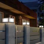 Retro Grilles Waterproof LED 3 Step Dimming Solar Fence Post Lights with Remote