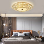 Round Crystal Three Step Dimming Glass Luxury Modern Ceiling Light Fixture