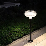 Modern Solar Lawn Light Metal Cylinder OvalShade LED Outdoor Bollard Light