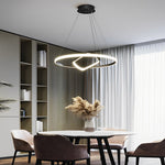 Adjustable Round Oval LED Stepless Dimming Black Modern Chandelier