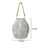 Moroccan Portable & Hanging White Solar LED Outdoor Patterned Lantern