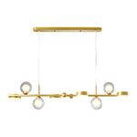 6/8-Light 3step Dimming Glass Ball LED Long Dining Room Chandelier