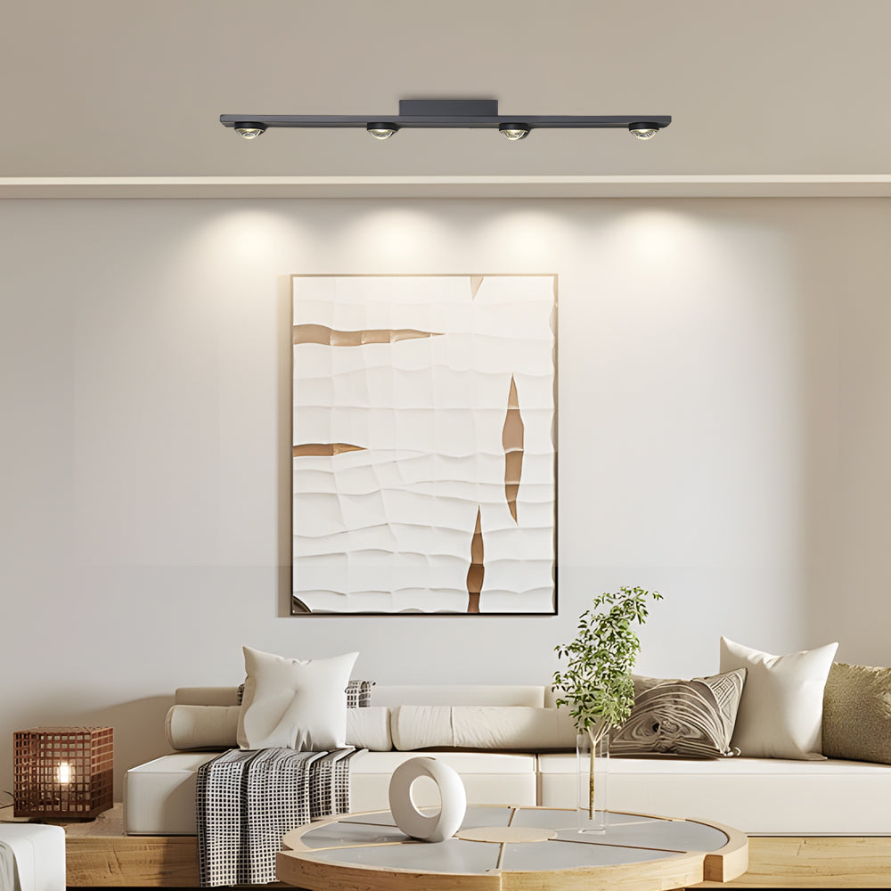 Modern Aluminum Black Long Bar Wall-Washing LED Ceiling Light - 3/4/5-Light