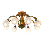 Pastoral Creative Flowers 3 Step Dimming American Style Ceiling Light Fixture