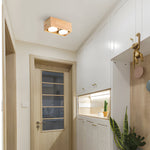 1/2/4-Light Square Wood Cube Spotlight LED Flush Mount Light
