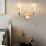 Luxury Copper Armed Crystal Wall Light Modern 1/2-Light Sconce