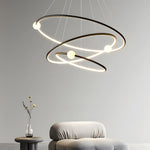 White/BlackCircular Pendant Lamp Dimmable LED Rings Chandelier