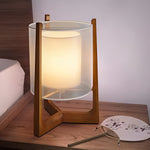 Rustic Japanese-style Wood Standing and Double Shaded LED Floor Lamp