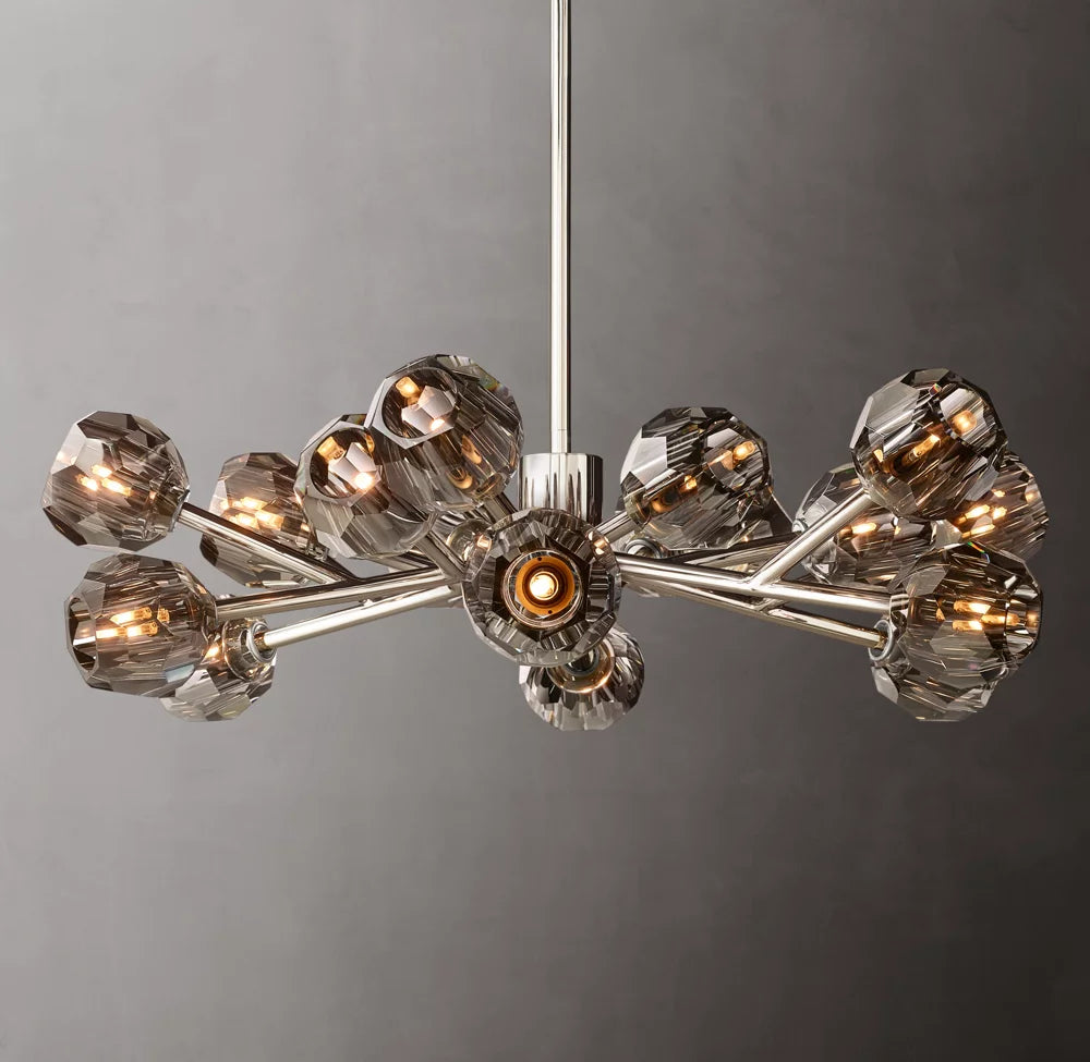 Boule De Cristal Smoke Glass Round Chandelier 36"
