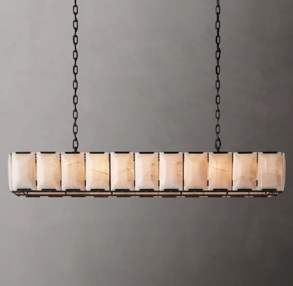 Harlow Calcite Rectangular Chandelier 74"
