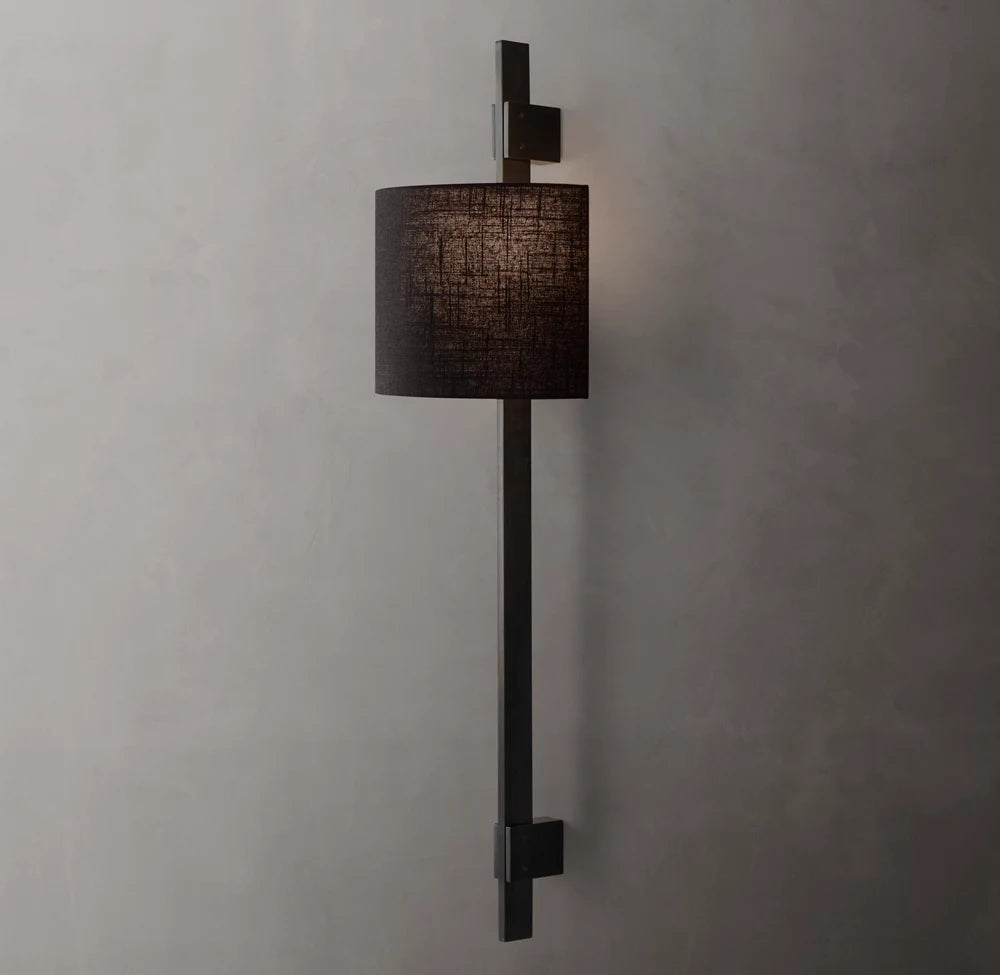 Vela Rectangular Bar Sconce - Round Shade