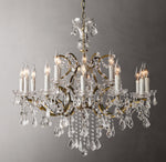 19th C. Rococo Iron & Crystal Round Chandelier 33"