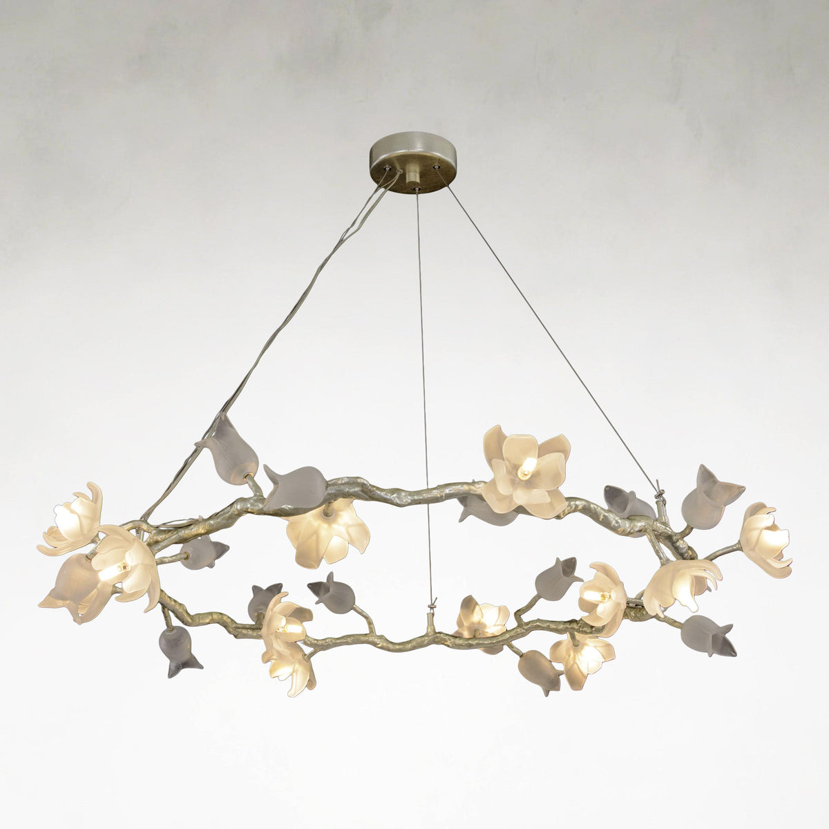Churippu 12-Light Pale Silver Leaf Chandelier Ceiling Fixture