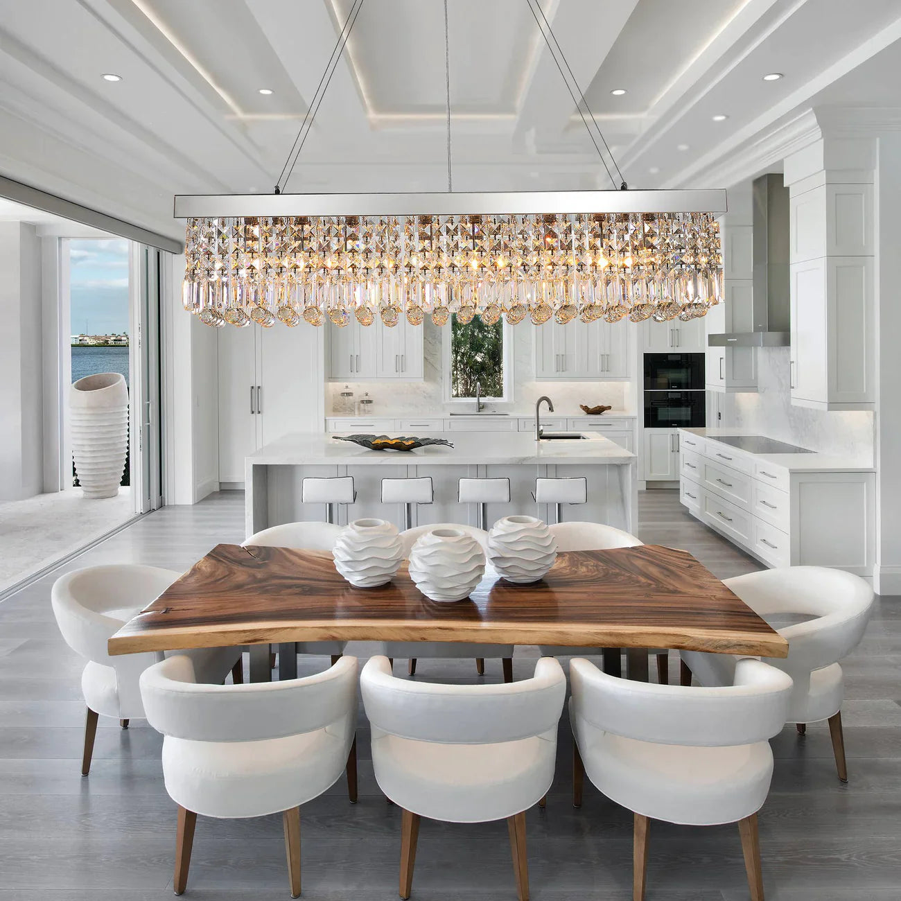 Crystal Kitchen Rectangle Chandelier 47"– YOVINO