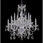 Group Traditional Polished Chrome Five-Light Swarovski Elements Crystal Chandelier