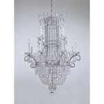 Vintage Silver Twelve-Light Two-Tier Chandelier with Crystal Rosettes and White Drip Candlesleeves