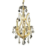 Gold Four-Light 12-Inch Mini Chandelier with Royal Cut Clear Crystal