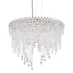 Stainless Steel Six-Light Round Short Pendant with Clear Heritage Crystal