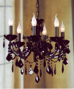 6 LightsTraditional crystal chandelier dressed with black crystals in black finish