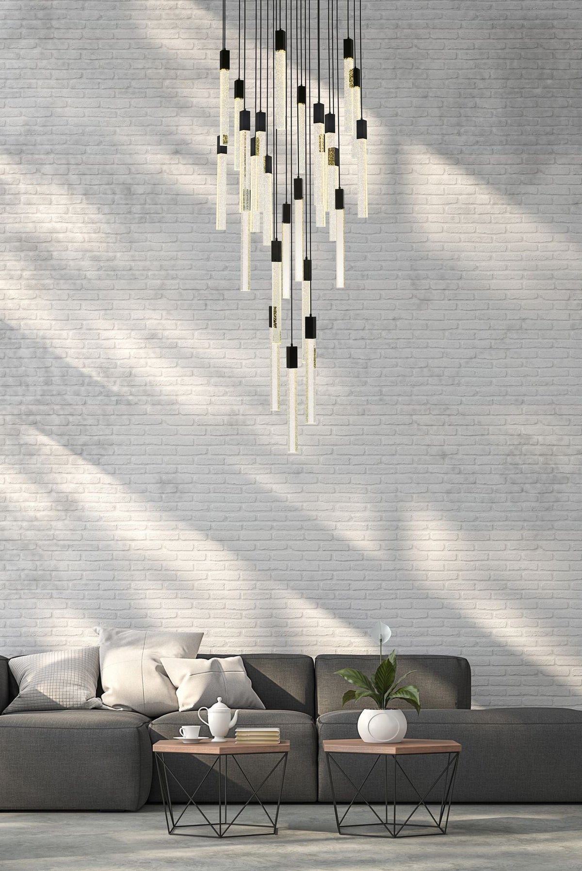 Weston 42" Wide Black Crystal 25-Light LED Cluster Pendant
