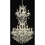 White Twenty-Five Light Chandelier with Golden Teak/Smoky Royal Cut Crystals