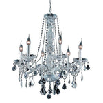 Chrome Six-Light Chandelier with Clear Royal Cut Crystals