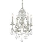 Olde Silver Four-Light Chandelier with Hand Polished Crystal