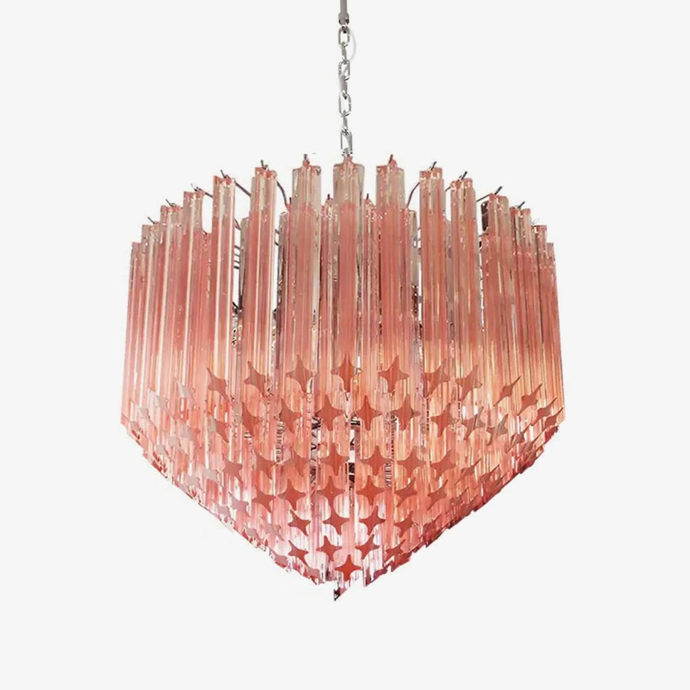 Prism Murano Pink Glass Chandelier