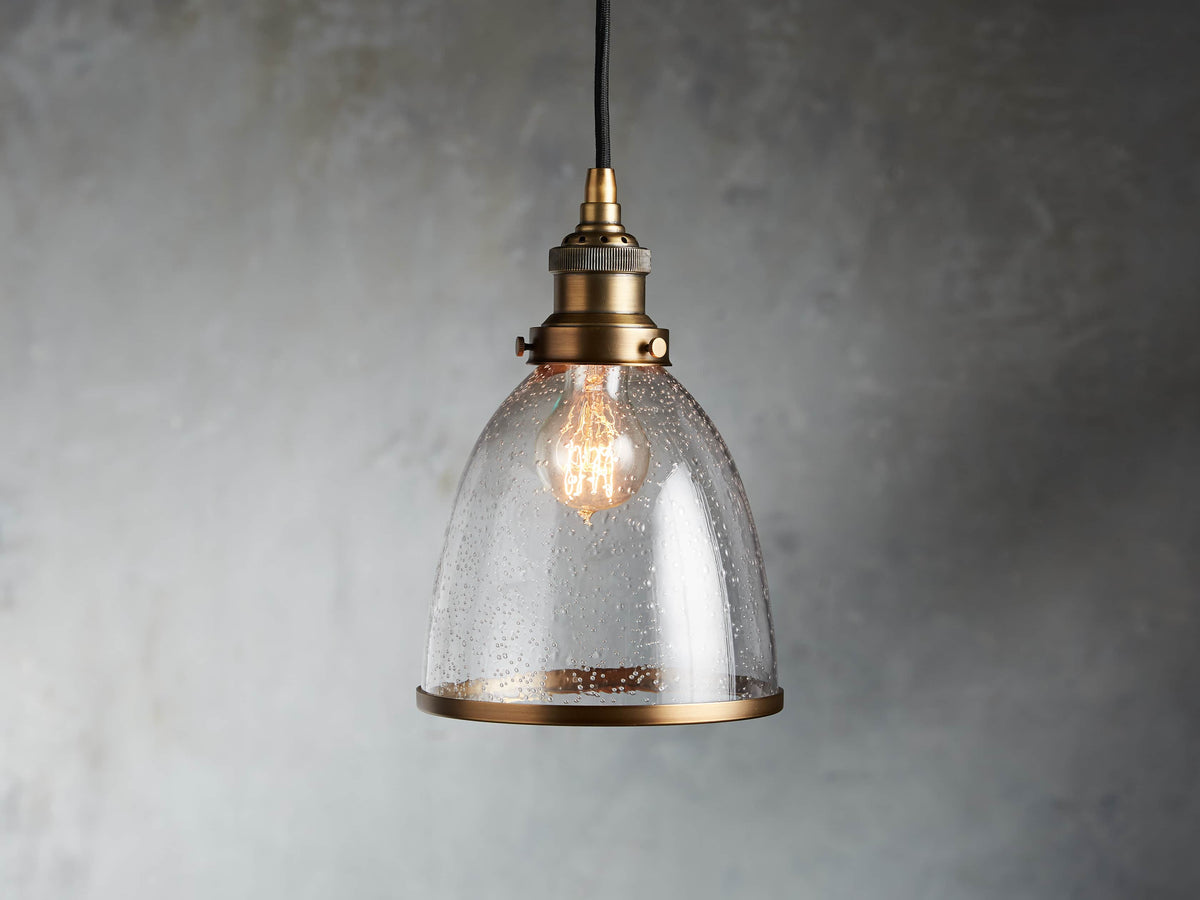Industrial Cloche Pendant in Antiqued Brass