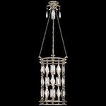 Six-Light Lantern in Silver Leaf Finish with Clear Crystal Gems